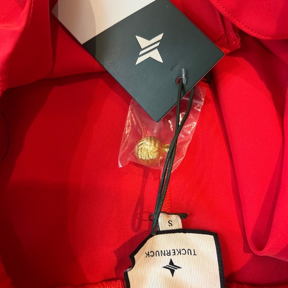 Tuckernuck Coral-Red Halter Midi Dress with Gold Buttons - Picture 5 of 5